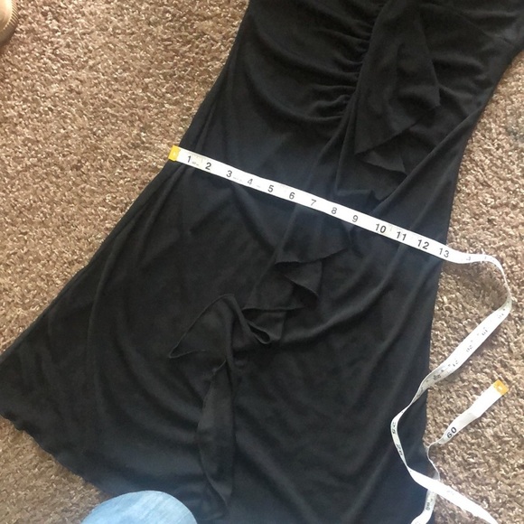 Black scrunch front ripple down v neck dress size small - Picture 12 of 14